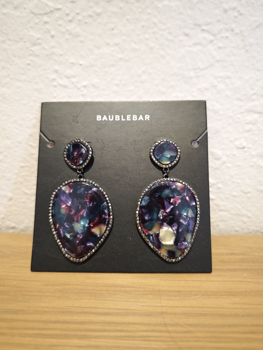 BaubleBar Purple Multicolor Teardrop Resin Dangle Earrings